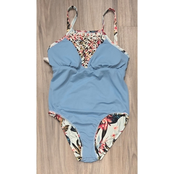 ANTONIO MELANI Floral One Piece Swimsuit - Pink and Green Size 6 - Picture 4 of 8